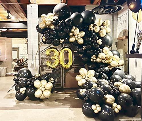 136Pcs DIY Gold and Black Garland Balloons Kits with 18/10/5/Inch Metallic Chrome Balloons for Birthday Party - If you say i do