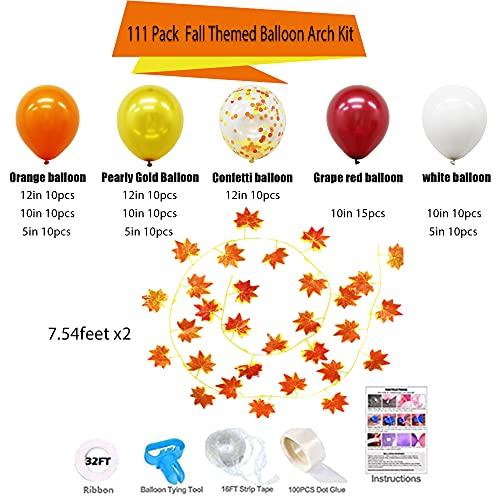 112PCS Fall Balloons Garland Arch Kit - Orange Gold Burgundy White Confetti Balloons - If you say i do