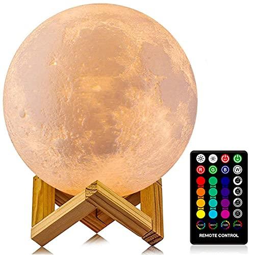 Moon Lamp, 16 Colors LED Night Light 3D Printing Moon Light with Stand & Remote/Touch Control and USB Rechargeable - If you say i do