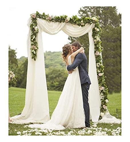 Wedding Arch Drapes Fabric 2 Panels 6 Yards White and Ivory Chiffon Fabric Drapery for Party Ceremony Stage Reception Decorations - If you say i do