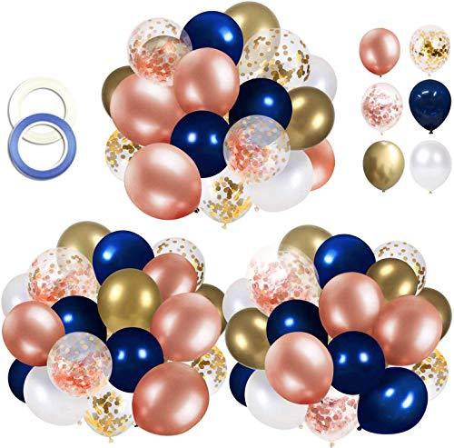 68 Pack Navy Blue Rose Gold Confetti Latex Balloons, 12 inch Birthday Balloons with 65 Feet balloon Ribbon for Birthday Party Wedding - If you say i do