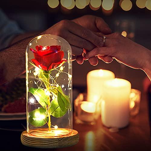 Rose Night Light, Best Birthday Gift for Mom, Gifts for Girlfriend, Red Rose with Light - If you say i do