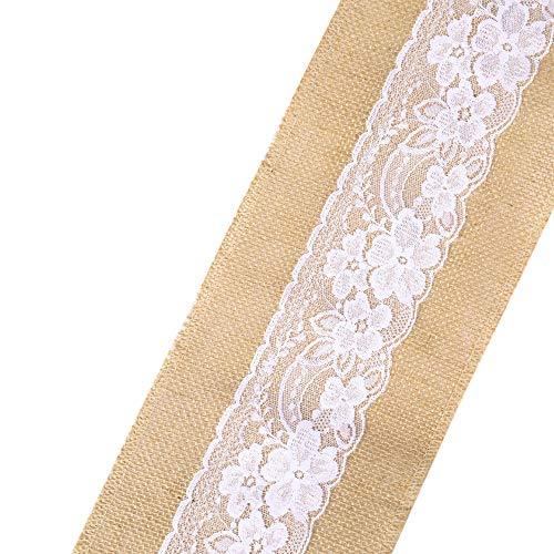 10Pcs Burlap Lace Chair Sashes Hessian Jute Chair Cover Bows Rustic Linen Lace Chair Bows for Wedding Decoration Home Décor (6ââ‚?x 94ââ‚? 10pcs) - If you say i do