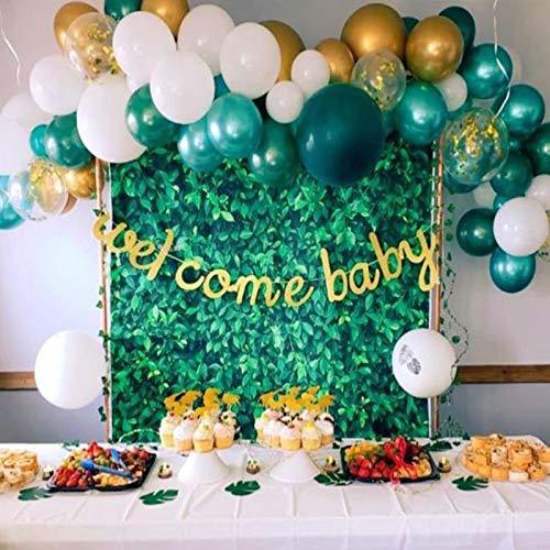 68 Pack Jungle Safari Baby Shower Balloons, 12 Inches Green White Gold Confetti Balloons with 12pcs Palm Leaves - If you say i do