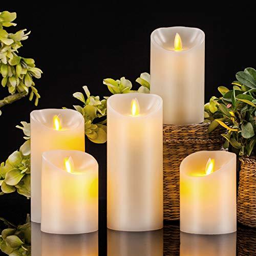 Flameless Candles Set of 5 Battery Operated LED Pillar Flickering Electric Candle Gift Set with Remote Control Cycling 24 Hours Timer - If you say i do