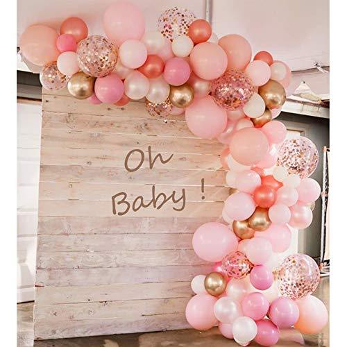 Rose Gold Balloons 140 Pack 12 Inch Gold and Pink Balloons and Pink Confetti Balloons Garland Arch Kit for Bridal Shower Baby Shower Party Decoration - If you say i do