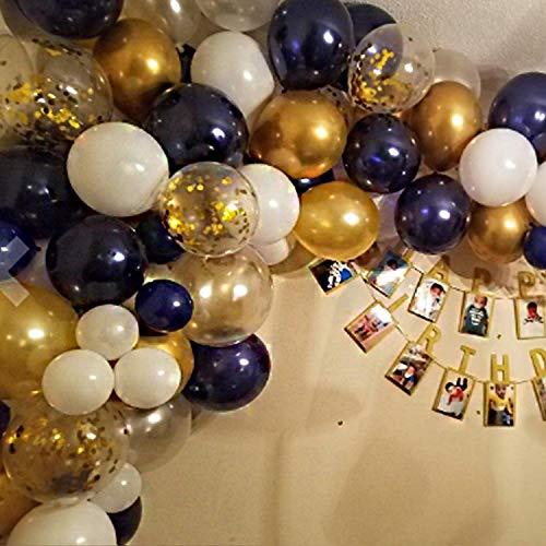 129Pcs Navy Blue Gold Balloon Arch Garland Kit, Navy White Gold Confetti Balloons for Graduation Party Baby Shower Wedding Birthday - If you say i do