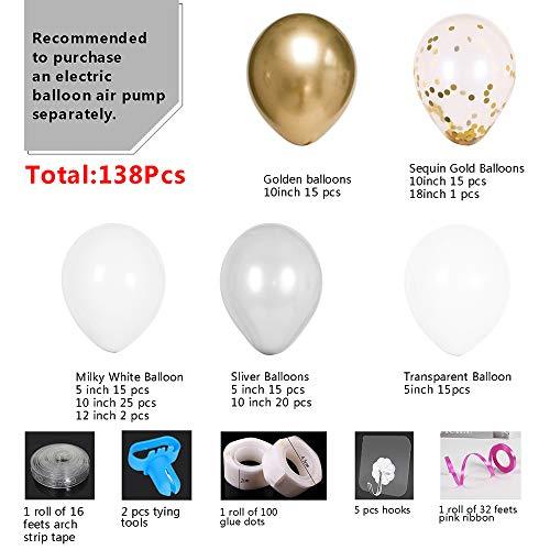 138Pcs Party Balloons Decoration Set, Gold Confetti & Silver & White & Transparent Balloons for Bridal & Baby Shower, Wedding, Birthday Party - If you say i do