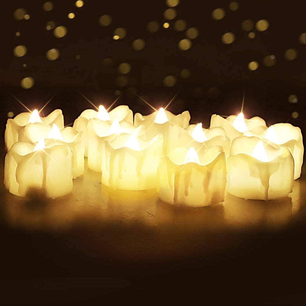 Pack of 12 Flameless Flickering Auto Tea Lights Battery Operated, Auto-On 6 Hours and Off 18 Hours Everyday, Batteries Included - If you say i do