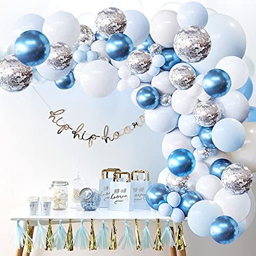 126PCS Metallic Blue White and Silver Confetti Latex Balloons for Baby Shower Birthday Wedding - If you say i do