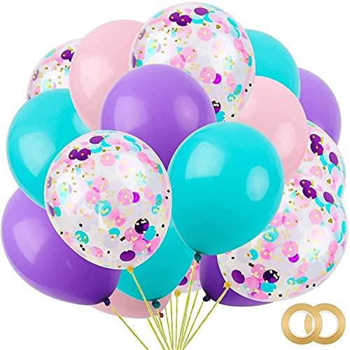 Unicorn Mermaid Balloons with Latex Confetti Balloons, Light Pink Purple Blue Balloons and Ribbons for Birthday Party Decorations - If you say i do