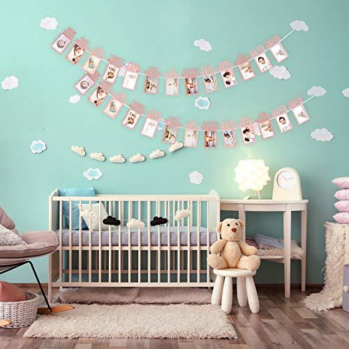 1st Birthday Baby Photo Banner for Newborn to 12 Months, Monthly Milestone Photograph Bunting Garland, First Birthday Celebration Decoration - If you say i do