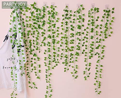 Fake Ivy Leaves Set of 12 Artificial Greenery vines for room wedding xmas  decor