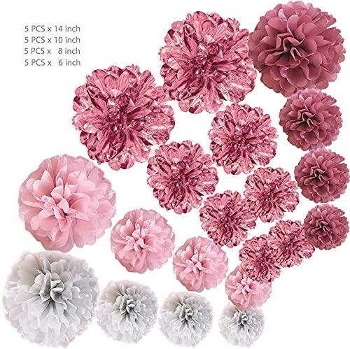 20 PCS Pink Rose Gold Party Decoration - Tissue Paper Pom Poms - Birthday Party Decoration - If you say i do