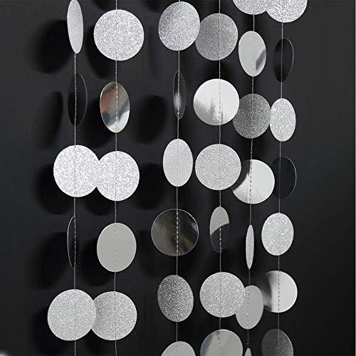 Round Streamers Black And Golden Silvery Circle Dots Garland - Temu