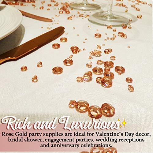 Luxury Rose Gold Diamond Table Confetti Party & Wedding Decorations: Sparkling Acrylic Crystal Scatter Gems Table Décor in Three Sizes - If you say i do