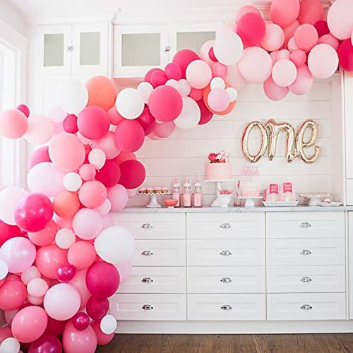 Pink Balloons 120 Pack Latex Balloons 10 Inch - Baby Pink Balloons Round Balloon Macaron 6 Colors for Baby Girl Party - If you say i do