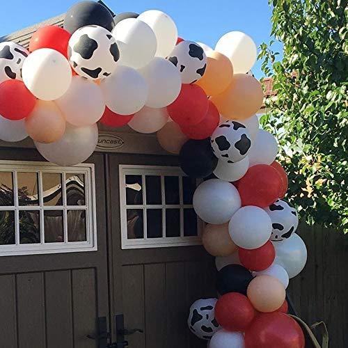 105pcs Balloon Garland Arch Kit, 12inch Cow Printed Balloons, White Black Red Yellow Balloons with 16ft Strip for Farm Birthday Party Cow Theme Party - If you say i do