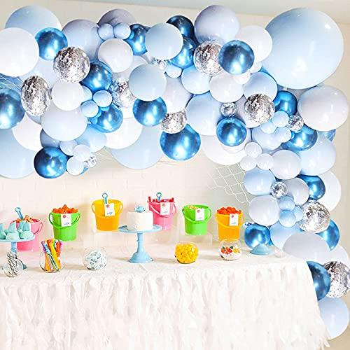 126PCS Metallic Blue White and Silver Confetti Latex Balloons for Baby Shower Birthday Wedding - If you say i do