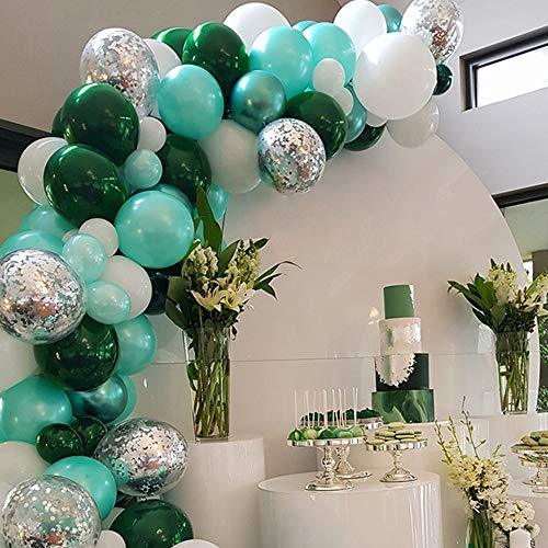 100pcs Balloon Garland Kit Green Metallic Chrome Balloon, Silver Confetti Balloon, White Balloon for Baby Shower Wedding Birthday Party Decoration - If you say i do