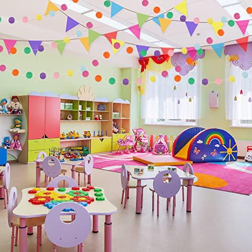 5pcs Colorful Paper Garland Circle Dots Party Hanging Rainbow Decorations for Birthday Wedding, Baby Shower, Classroom Candyland Streamers (66ft) - If you say i do