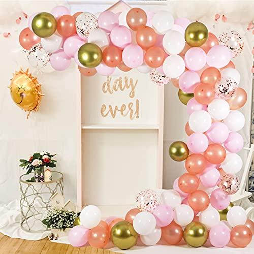 124 Pieces Rose Gold Balloon Garland Arch Kit / Pink White and Gold Confetti Latex Balloons for Baby Shower Wedding Birthday - If you say i do