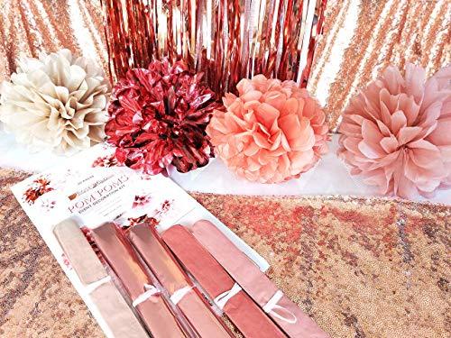 20 PCS Rose Gold Party Decorations - Metallic Foil and Tissue Paper Pom Poms - Birthday Party Decoration - If you say i do