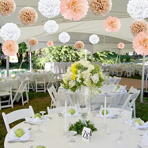 10pcs DIY Decorative Tissue Paper Pom-poms Flowers Ball Perfect for Party Wedding Home Outdoor Decoration (12-inch Diameter, White) - If you say i do