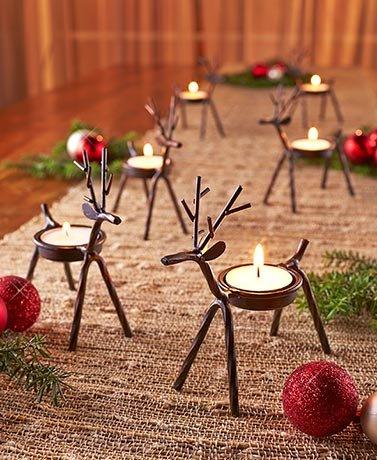 Set of 6 Reindeer Tea Light Holders - If you say i do