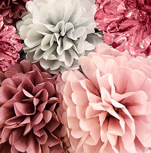 20 PCS Pink Rose Gold Party Decoration - Tissue Paper Pom Poms - Birthday Party Decoration - If you say i do