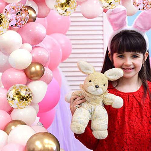 62Pcs Pink Gold Confetti Latex Balloons Kit, 12 Inch Pink White Gold Helium Balloons Party Supplies - If you say i do