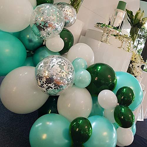 100pcs Balloon Garland Kit Green Metallic Chrome Balloon, Silver Confetti Balloon, White Balloon for Baby Shower Wedding Birthday Party Decoration - If you say i do