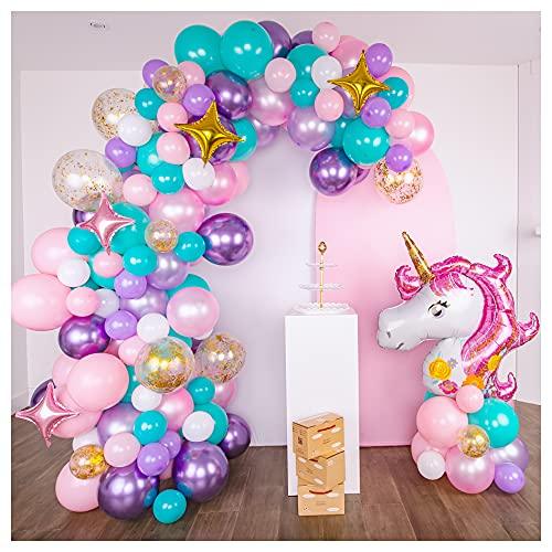 Premium 16-foot DIY Unicorn Balloon Arch and Garland Kit with Giant Unicorn, Stars, Metallic, Pearl Balloons, Confetti. Unicorn Party Supplies - If you say i do