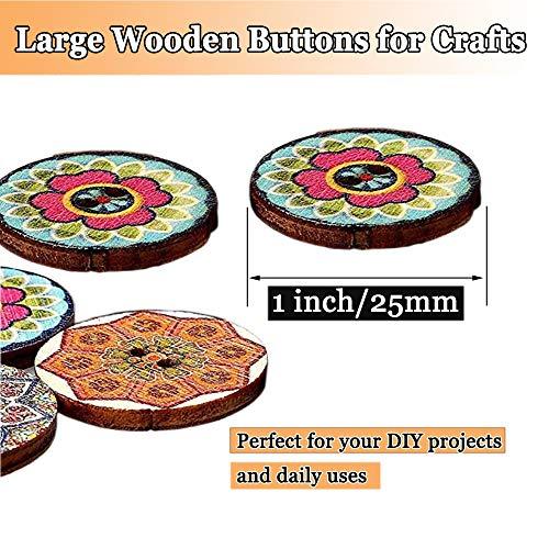 Buttons for Crafts, 100pcs Big Button Cute Large Decorative Buttons 1inch Flower Wood Buttons for Sewing 25mm - If you say i do