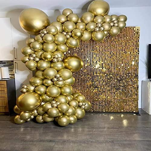 100PCS Gold Metallic Chrome Latex Balloon Arch Kit, 18In 12In 10In 5In Arch Garland For Baby Shower Engagement, Wedding, Birthday Party - If you say i do
