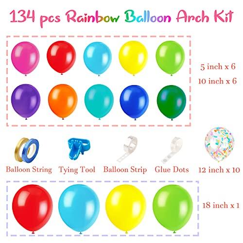 134 Pieces Rainbow Balloon Garland Arch Kit, Assorted Colors Latex Confetti Balloons for Carnival Circus Fiesta Wedding Baby Shower - If you say i do