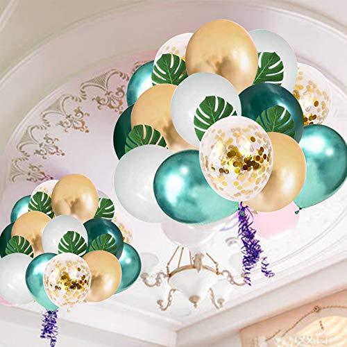 68 Pack Jungle Safari Baby Shower Balloons, 12 Inches Green White Gold Confetti Balloons with 12pcs Palm Leaves - If you say i do