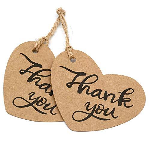 100PCS Thank You Tags 2.6" X 2" Kraft Paper Gift Tags with 100 Feet Natural Jute Twine Perfect for Valentine's Day,Baby Shower,Wedding Party Favor - If you say i do