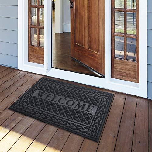 J&V Textiles Original Durable Rubber Door Mat, 18x28, Heavy Duty Doormat, Indoor Outdoor, Waterproof, Easy Clean, Low-Profile Mats for Entry, Garage