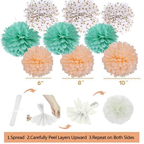 Mint Peach Birthday Party Decorations for Girls, Birthday Decoration Set  with Birthday Banner for Women's Birthday Party Decor