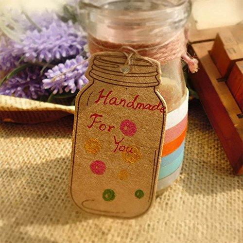 2.9" X 1.7" Vintage Style Mason Jar Shaped Tags,100PCS Brown Kraft Paper Gift Tags with 100 Feet Natural Jute Twine for DIY and Craft - If you say i do