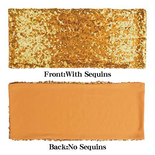 Pack of 50 Stretch Sequin Chair Sashes Chair Bands One-Sided Sequins Decor for Hotel Wedding Reception - If you say i do