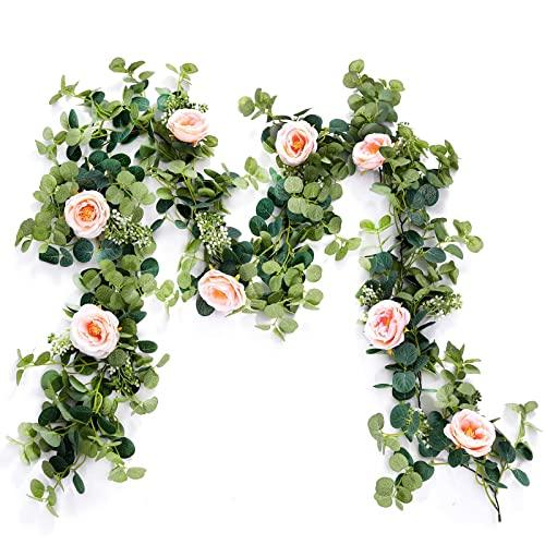 5 pcs 6.5ft Seeded Eucalyptus Garland with White Flowers for Party Wed – If  you say i do