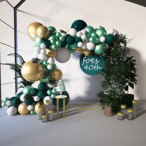 125Pcs Jungle Sarfari Balloon Garland Arch Kit Emerald Green Gold Matellic White Balloons with Large Leaves - If you say i do