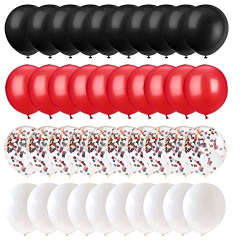 62 Pieces Black Red Confetti Balloons Kit, 12 Inches Black Red White Confetti Balloons with Balloon Ribbon for Baby Shower Birthday - If you say i do