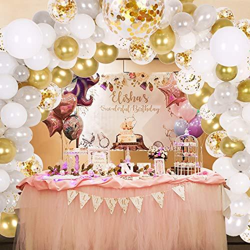 138Pcs Party Balloons Decoration Set, Gold Confetti & Silver & White & Transparent Balloons for Bridal & Baby Shower, Wedding, Birthday Party - If you say i do