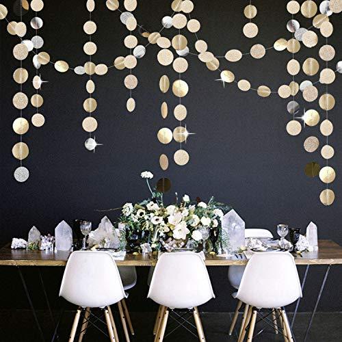 5Pcs Glitter Champagne Gold Paper Circle Dots Garland Banners Streamers Hanging Bunting Ornament for Engagement Party Bridal Shower Wedding - If you say i do