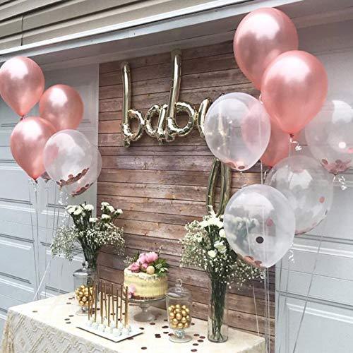 Rose Gold Balloons 140 Pack 12 Inch Gold and Pink Balloons and Pink Confetti Balloons Garland Arch Kit for Bridal Shower Baby Shower Party Decoration - If you say i do