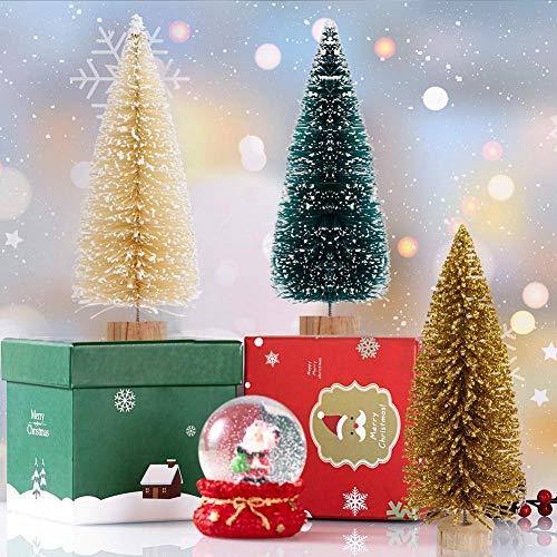 24PCS Artificial Mini Christmas Trees, Upgrade Sisal Trees with Wood Base Bottle Brush Trees for Christmas Table Top Decor - If you say i do
