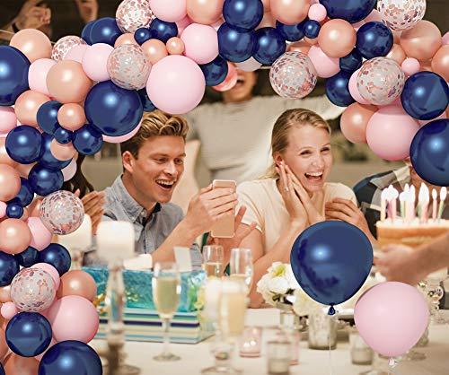 121 PCS Gender Reveal Party Supplies Rose Gold Navy Blue and Pink Latex Confetti Pearlescent Balloons Garland Arch Kit - If you say i do